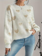 Korean Loose Casual Love Pattern Round Neck Drop Shoulder Oversleeve Sweater