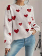 Korean Loose Casual Love Pattern Round Neck Drop Shoulder Oversleeve Sweater