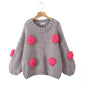 Autumn Sweet Loose Handmade Pullover Floral Sweater Top