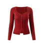 Women Spring Solid Knitwear Button Short Cardigans