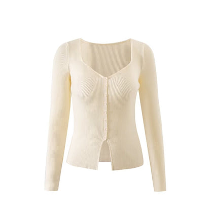 Women Spring Solid Knitwear Button Short Cardigans