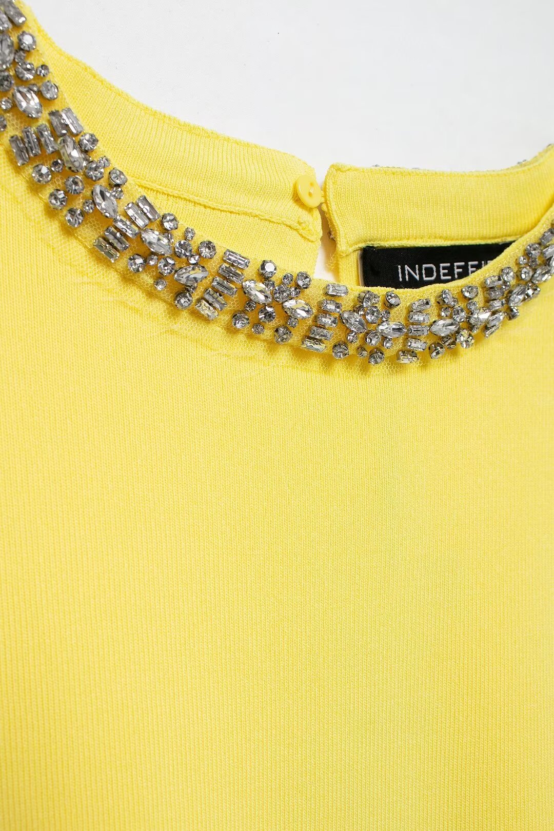 Women Clothing Fashionable All Match Rhinestone Beading Solid Color Knitted Top