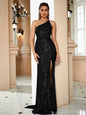 Sexy Sling Shoulder Black Dinner Sequ Dress