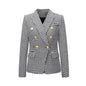 New Women  Clothes Coat Autumn Winter Small Houndstooth Fashion Short Double Breasted Coat Blazer