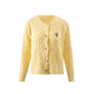 French Retro Elegant Casual Embroidered Crew Neck Button Long Sleeve Cable Knit Sweater