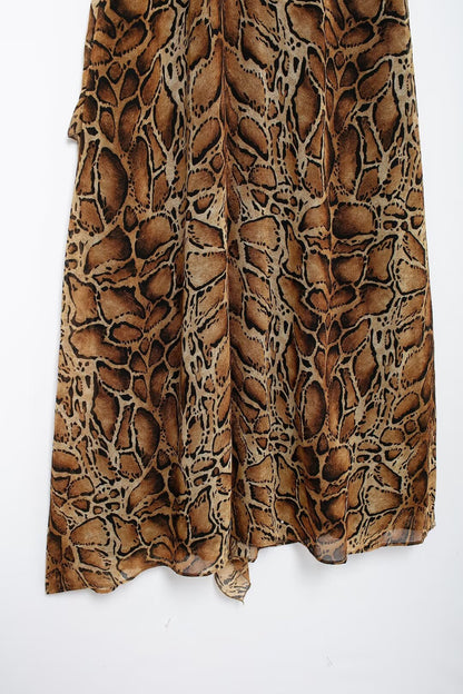 Women Clothing Laminated Decoration Animal Pattern Printing Midi Dress