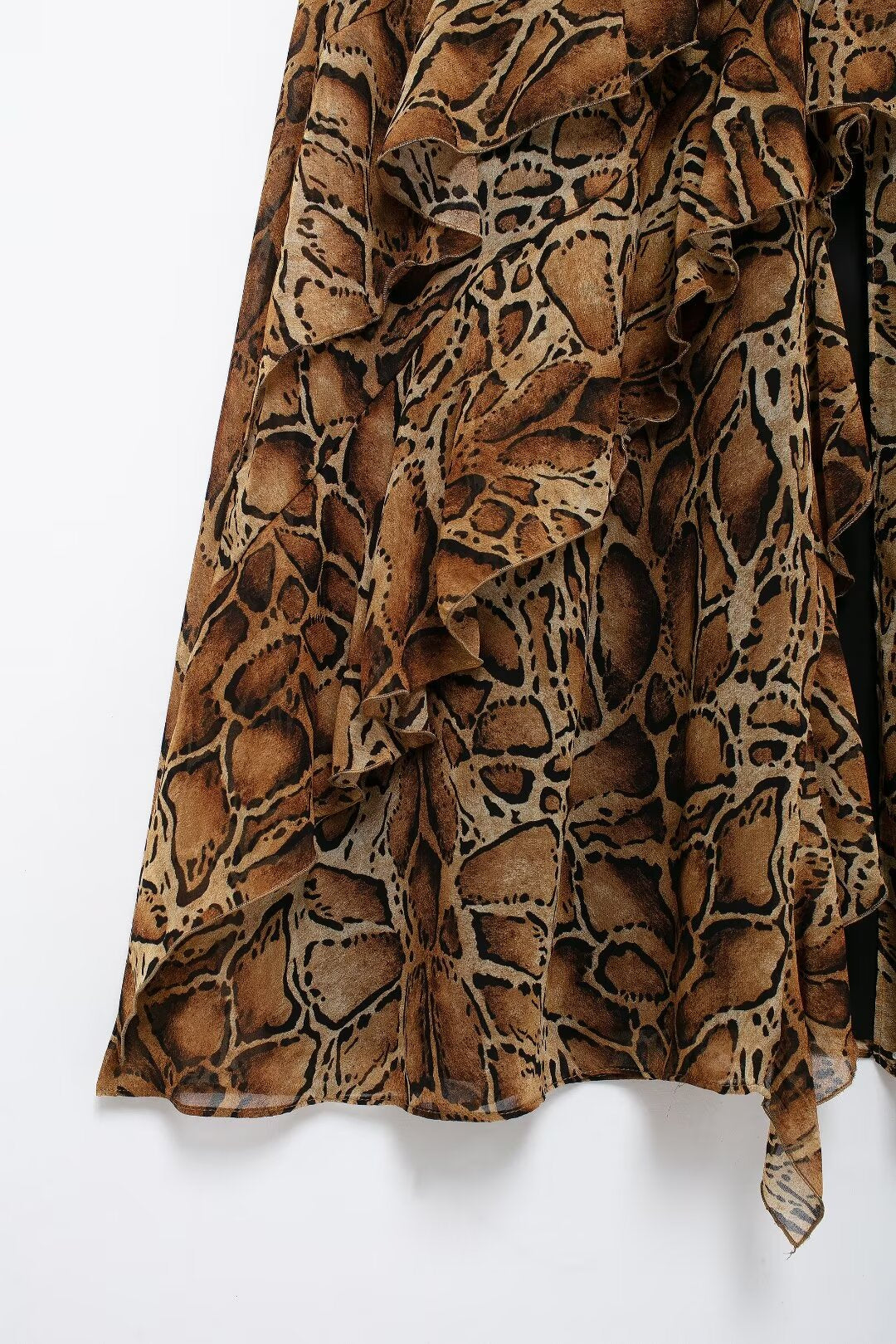 Women Clothing Laminated Decoration Animal Pattern Printing Midi Dress