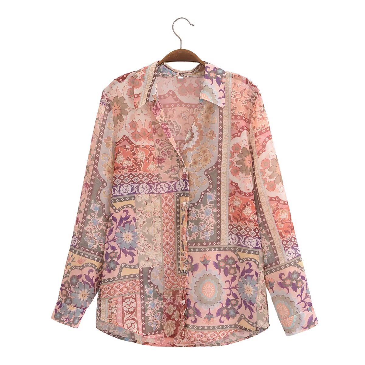 Autumn Casual Graceful Fashionable Comfortable Patchwork Printed Women Shirt