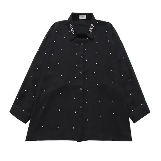 Diamond Loose Long Sleeved Shirt Office Elegant Business Cocktail Work Negotiation