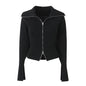 Autumn Double Headed Zipper Collared Long Sleeved Cardigan Women Knitwear