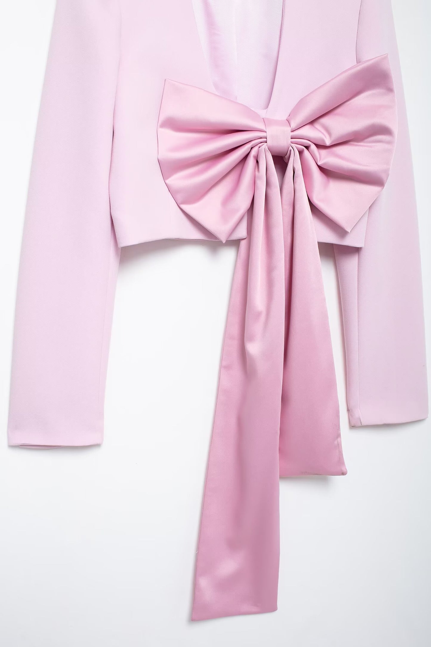 Fall Women Clothing Silk Satin Texture Bowknot Decoration Blazer