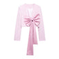 Fall Women Clothing Silk Satin Texture Bowknot Decoration Blazer