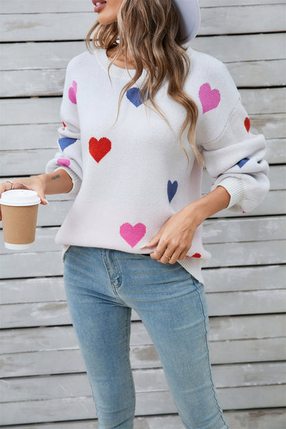 Winter Clothes Women Clothing Sweater Love Valentine Day Round Neck Pullover Peach Heart Sweater Women