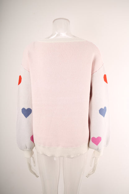 Winter Clothes Women Clothing Sweater Love Valentine Day Round Neck Pullover Peach Heart Sweater Women