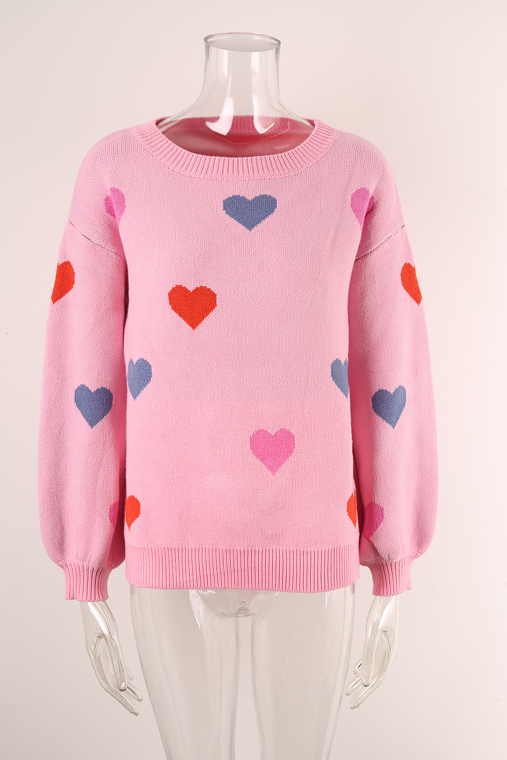 Winter Clothes Women Clothing Sweater Love Valentine Day Round Neck Pullover Peach Heart Sweater Women