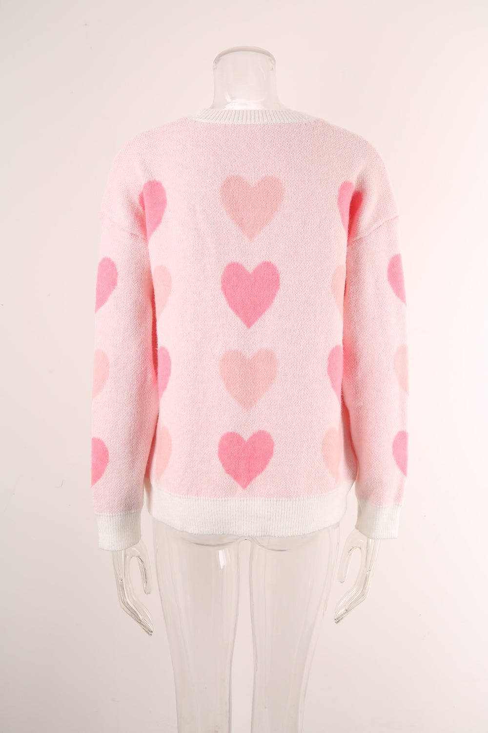 Sweater Winter Women Clothing Love Valentine Day Round Neck Pullover Peach Heart Sweater Women