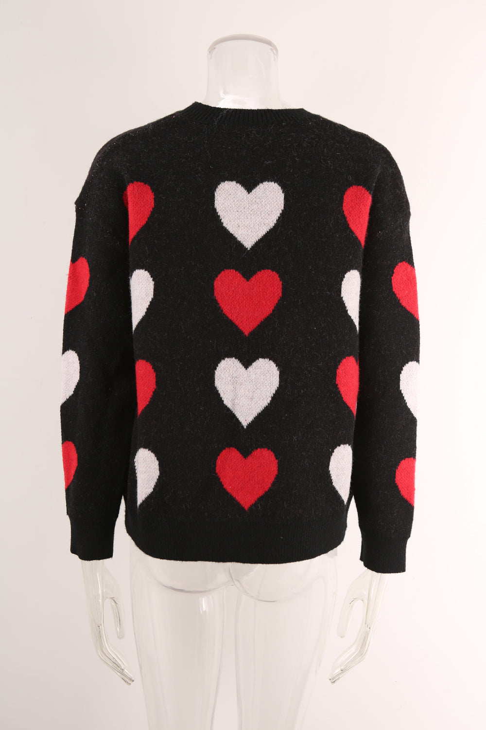 Sweater Winter Women Clothing Love Valentine Day Round Neck Pullover Peach Heart Sweater Women