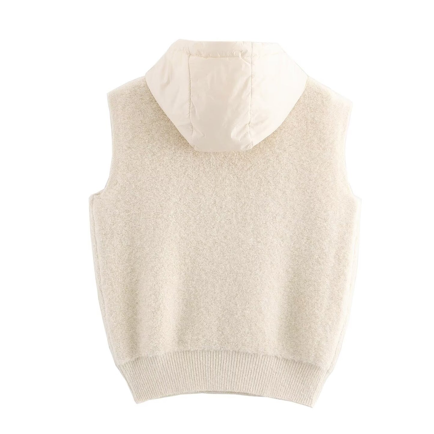 Fall Women Clothing Towel Thick Casual Half Zipper Hooded Knitted Vest Jacket