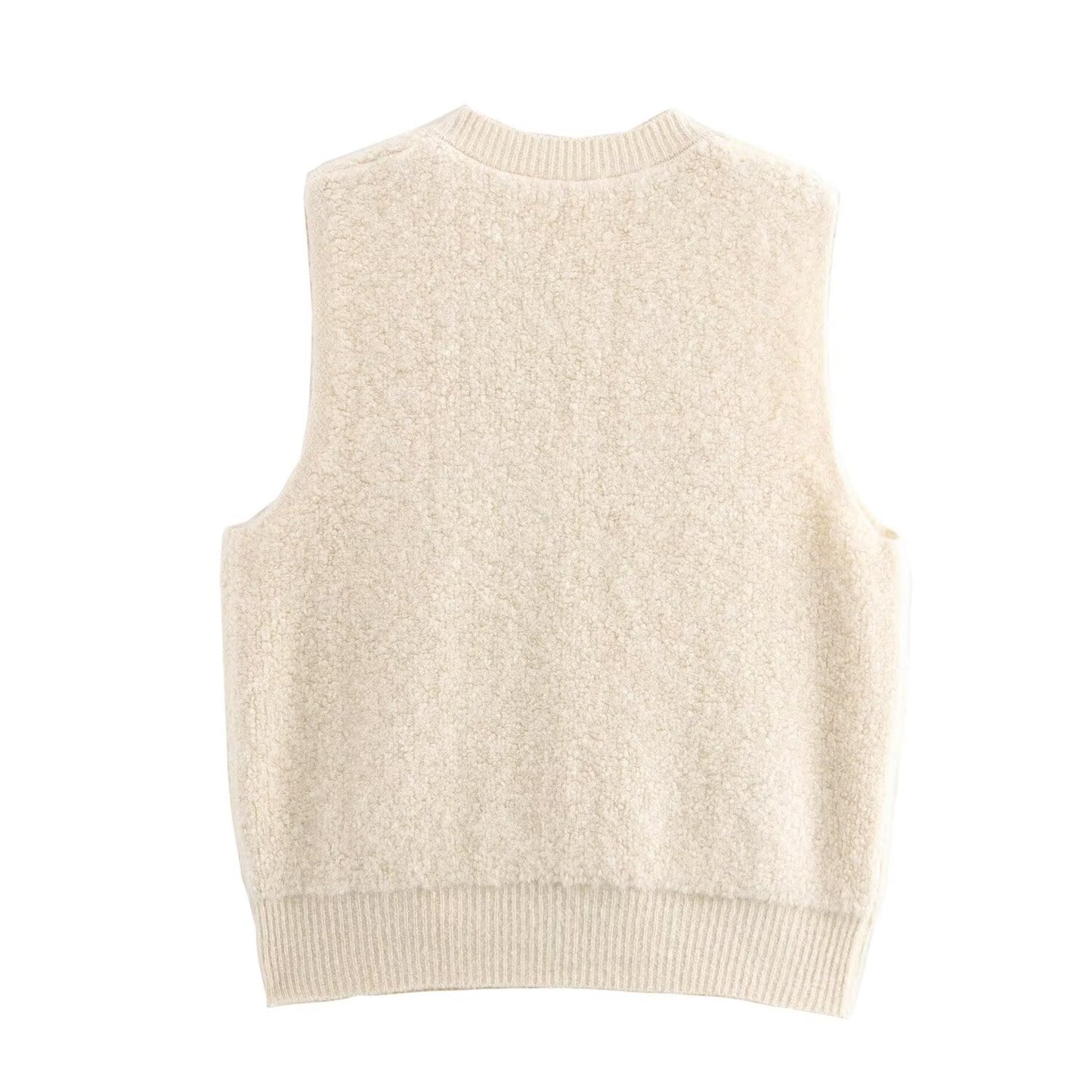 Fall Women Clothing Towel Classic Round Neck Sleeveless Knit Vest Vest