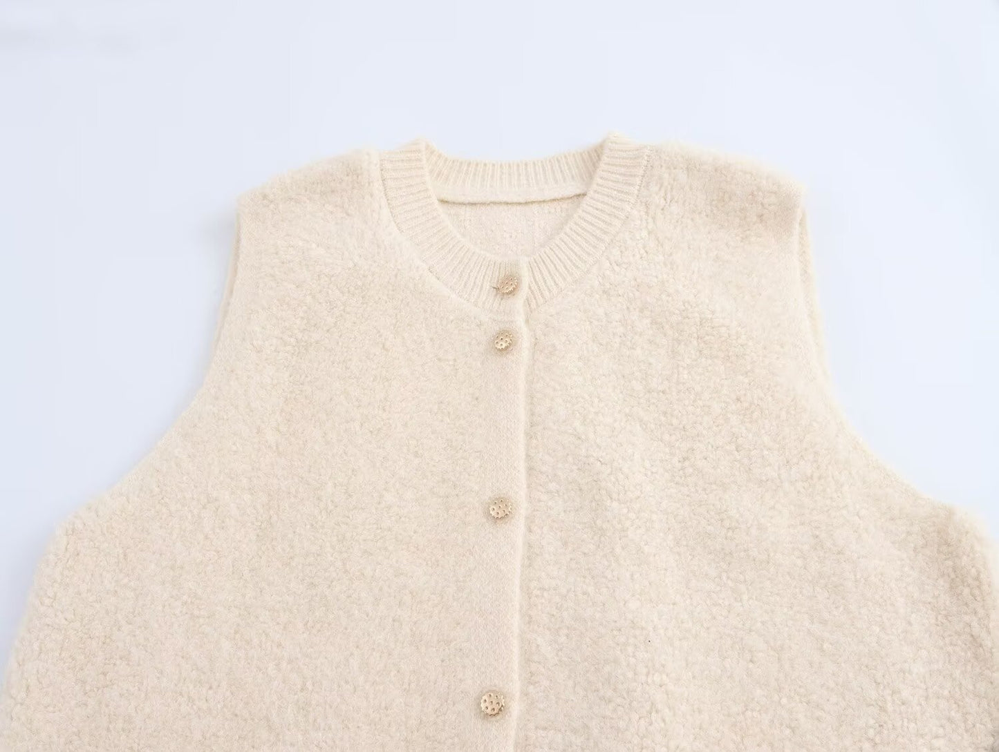 Fall Women Clothing Towel Classic Round Neck Sleeveless Knit Vest Vest