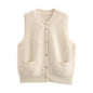 Fall Women Clothing Towel Classic Round Neck Sleeveless Knit Vest Vest