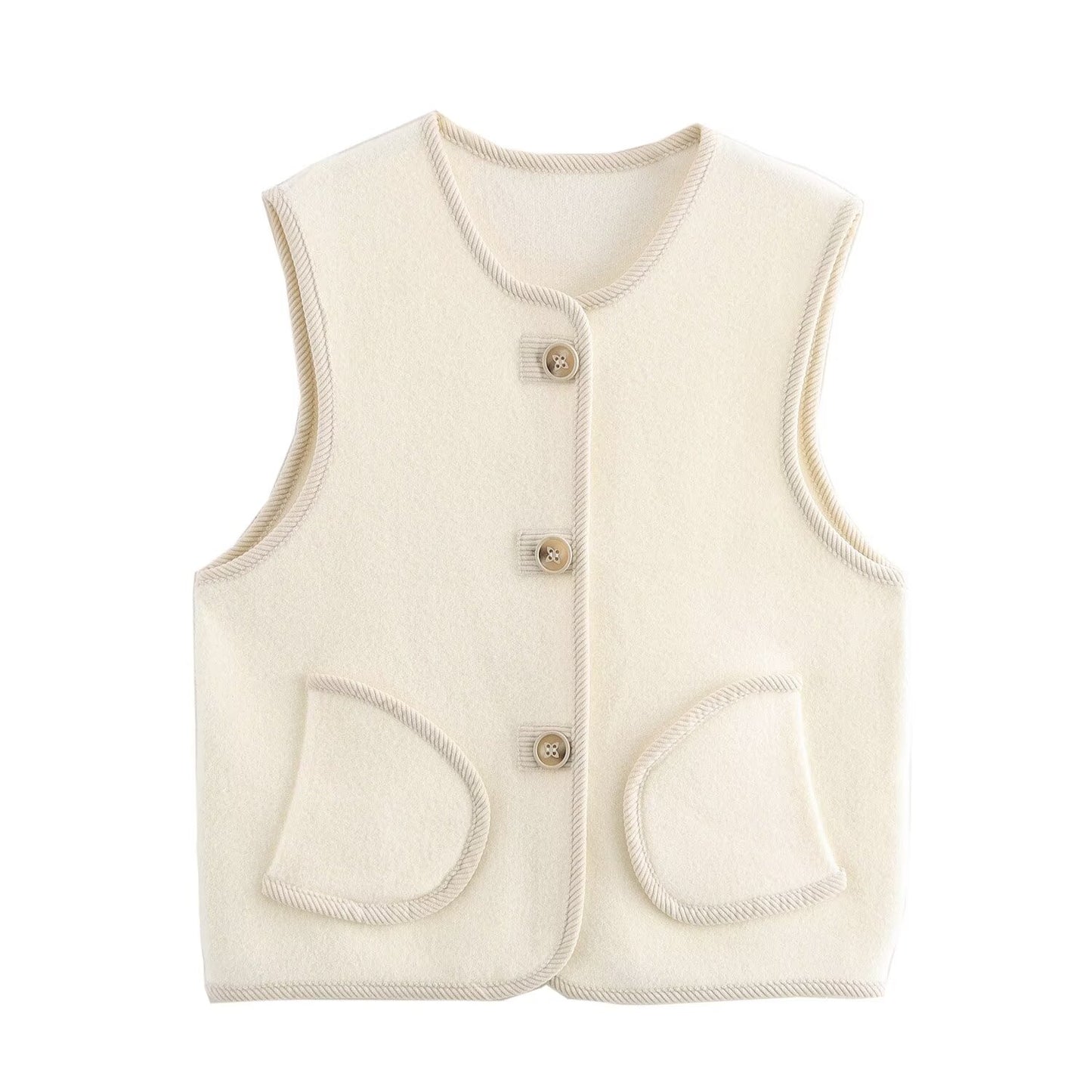 Fall Women Clothing Double Sided Cotton Knitted Corduroy Edge Vest