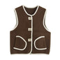 Fall Women Clothing Double Sided Cotton Knitted Corduroy Edge Vest