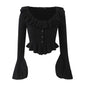 Autumn Ruffled Slim Short Knitted Cardigan Sweater