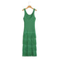 Summer Two Color Tassel Detail Knitted Vest Dress Long Dress