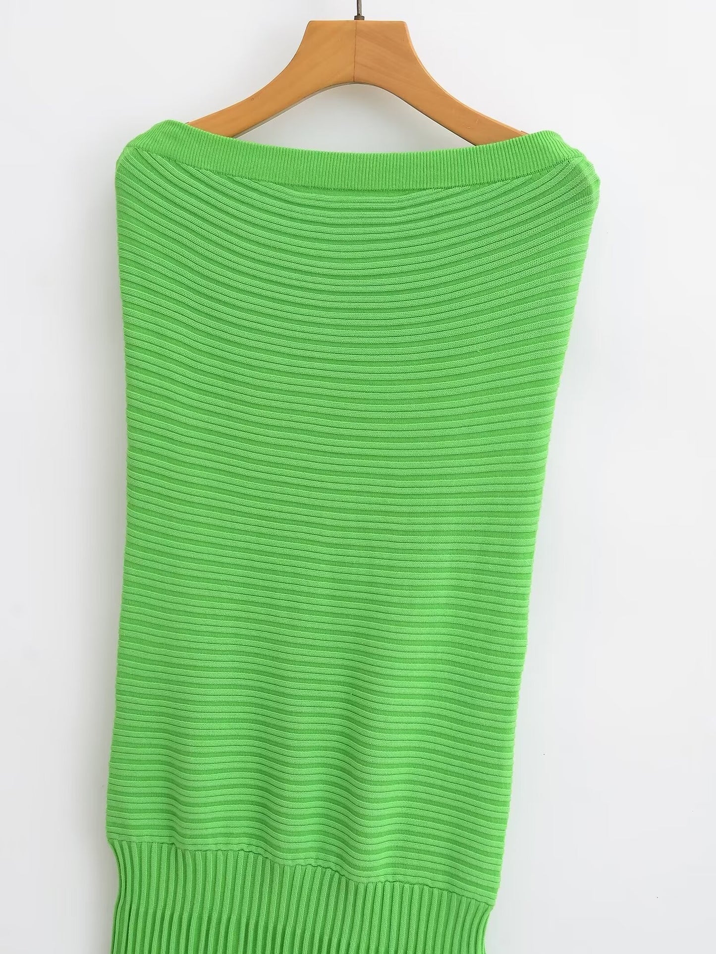 Summer Sexy Sexy Slim Fit Tube Top Straight Green Dress Sleeveless Knitted Dress