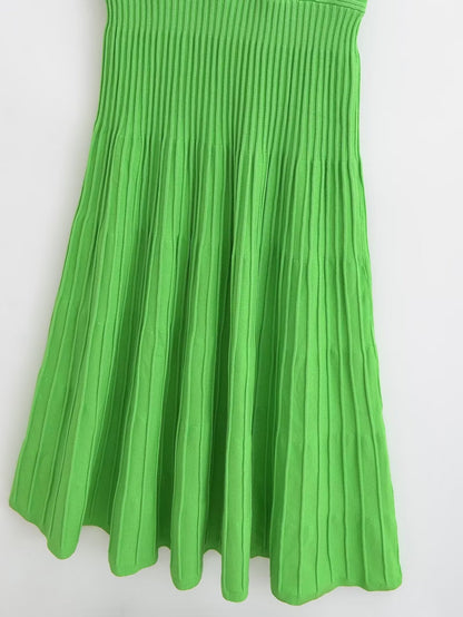 Summer Sexy Sexy Slim Fit Tube Top Straight Green Dress Sleeveless Knitted Dress