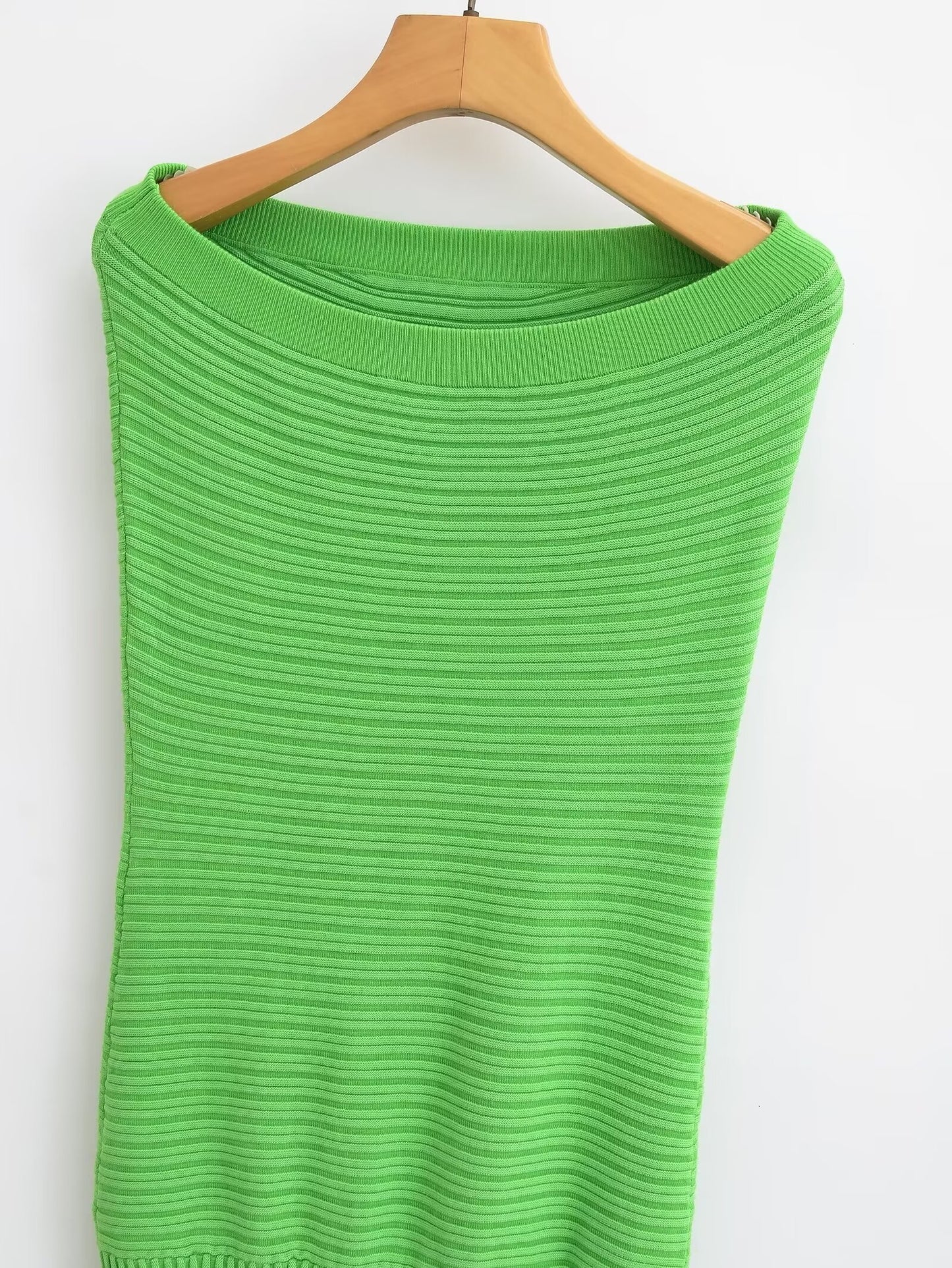 Summer Sexy Sexy Slim Fit Tube Top Straight Green Dress Sleeveless Knitted Dress