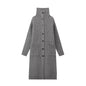 Fall Women Clothing Simple Casual Stand Collar Vertical Bar Decorated Row Button Knitted Coat