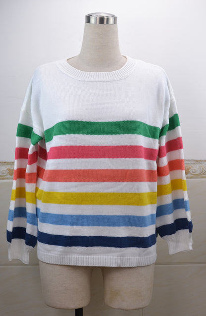 Autumn Winter Original Sweater Striped Stitching Internet Celebrity Knitwear Sweater Women