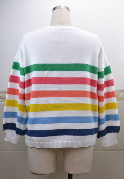 Autumn Winter Original Sweater Striped Stitching Internet Celebrity Knitwear Sweater Women