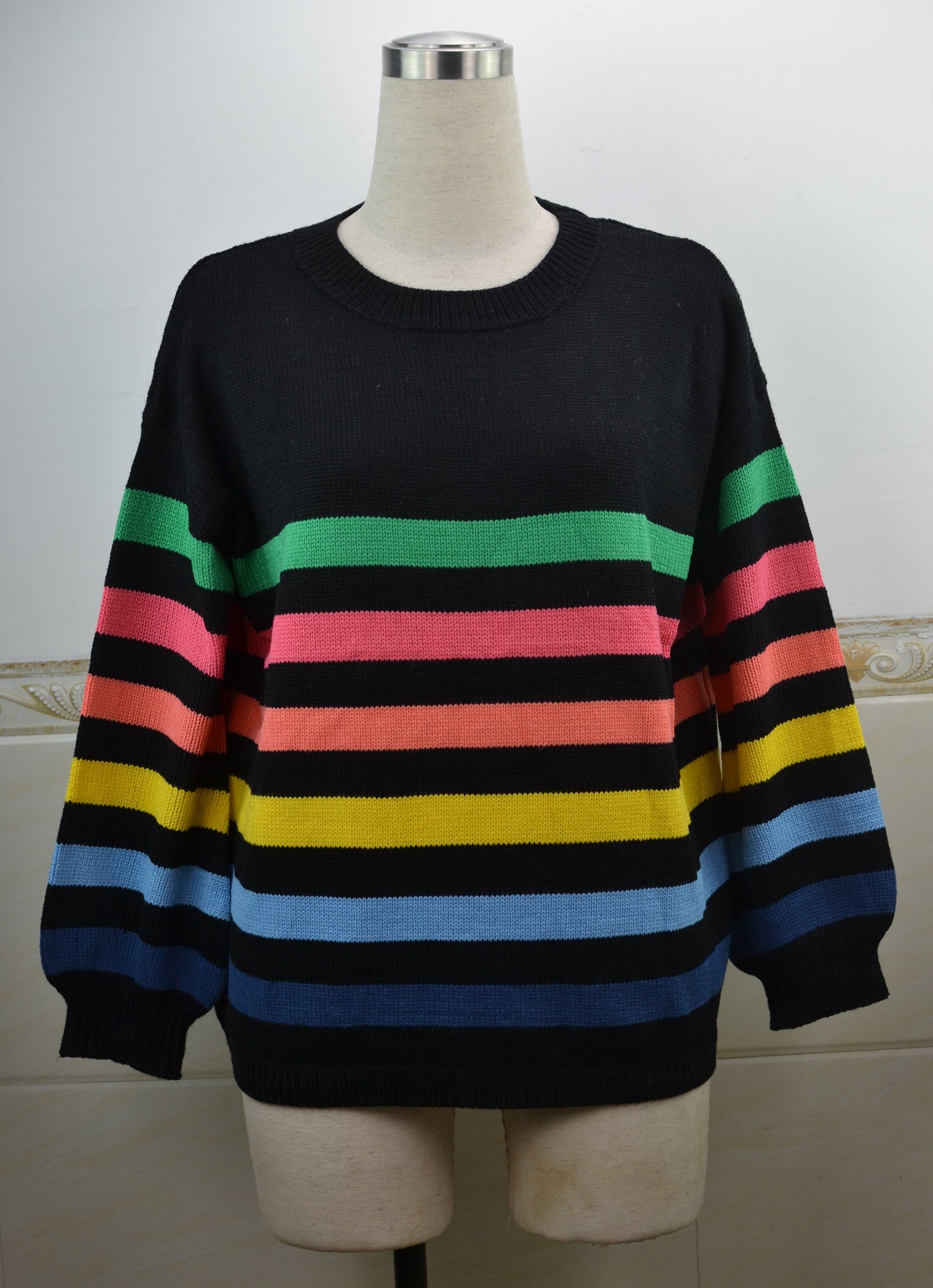 Autumn Winter Original Sweater Striped Stitching Internet Celebrity Knitwear Sweater Women