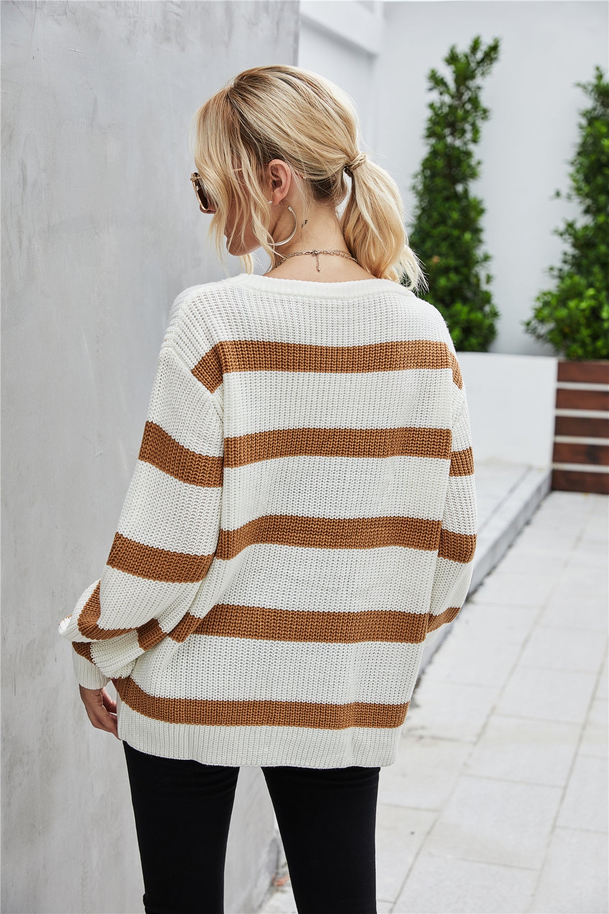 Autumn Winter Clothing Sweater Round Neck Sweater Women Stitching Sweater Women