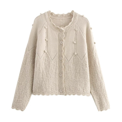 French Gentle Knitted Cardigan Women Sweet Idle Loose Sweater Coat Autumn Top