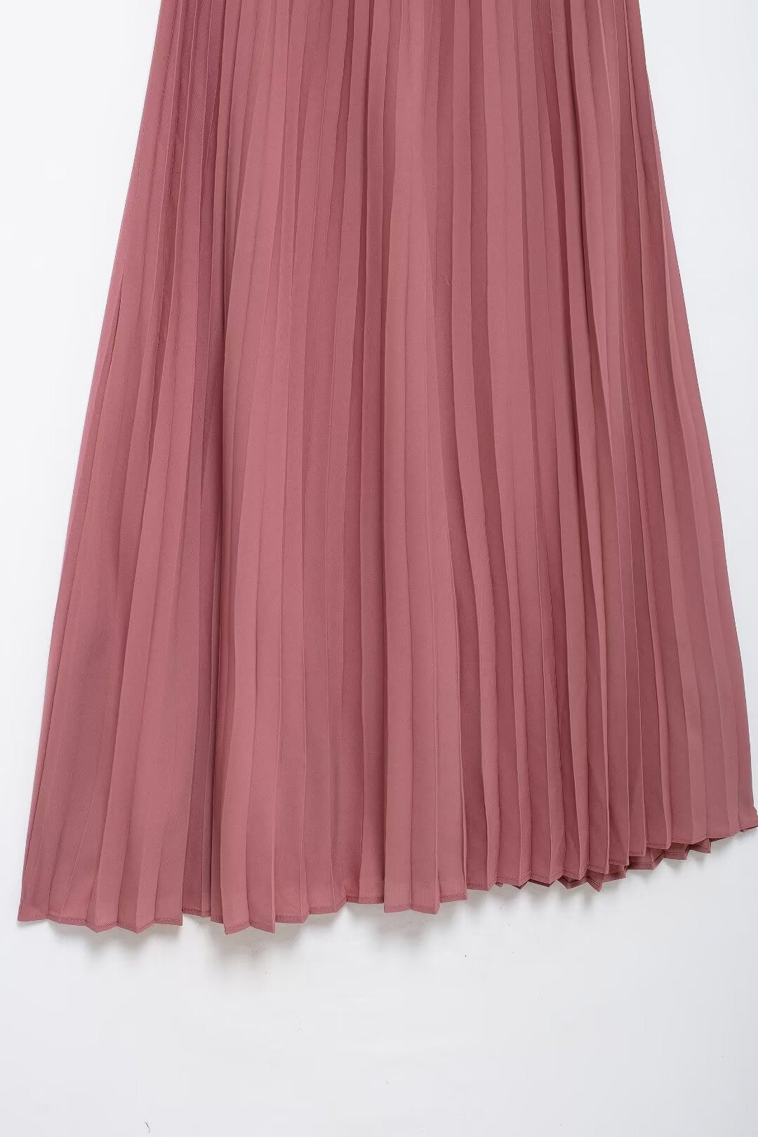 Women Solid Color With Belt Pleated Loose Dress