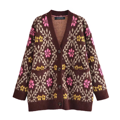 Fall Women Clothing Stylish Simple Casual Jacquard Cardigan