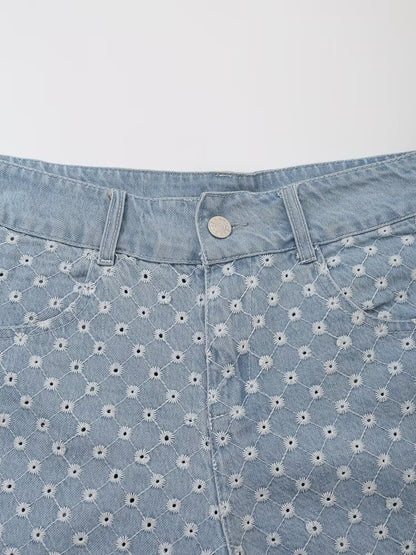 Summer Thin Design Light Blue Denim Shorts Ladies