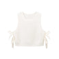 Fall Women Clothing Stylish Simple Side Bow Button Knitted Vest