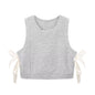 Fall Women Clothing Stylish Simple Side Bow Button Knitted Vest