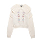 Fall Women Clothing Elegant Embroidery Knitted Sweater