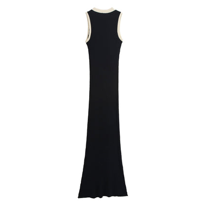 Fall Women Clothing Slim Fit Straight Knit V Neck Sleeveless Dress