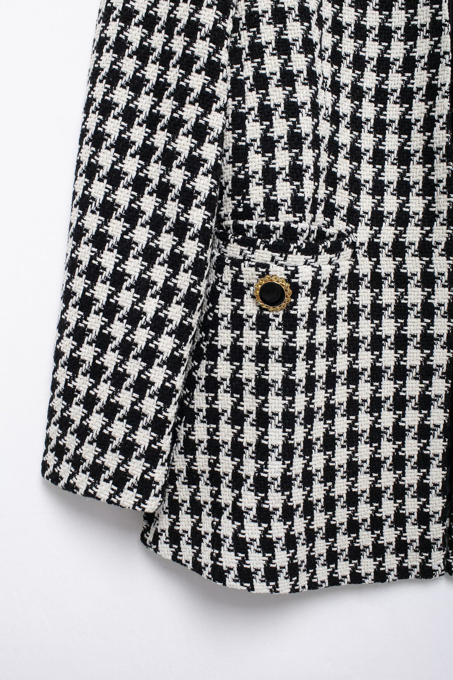 Fall Women Clothing Stylish Simple Houndstooth Woolen Coat