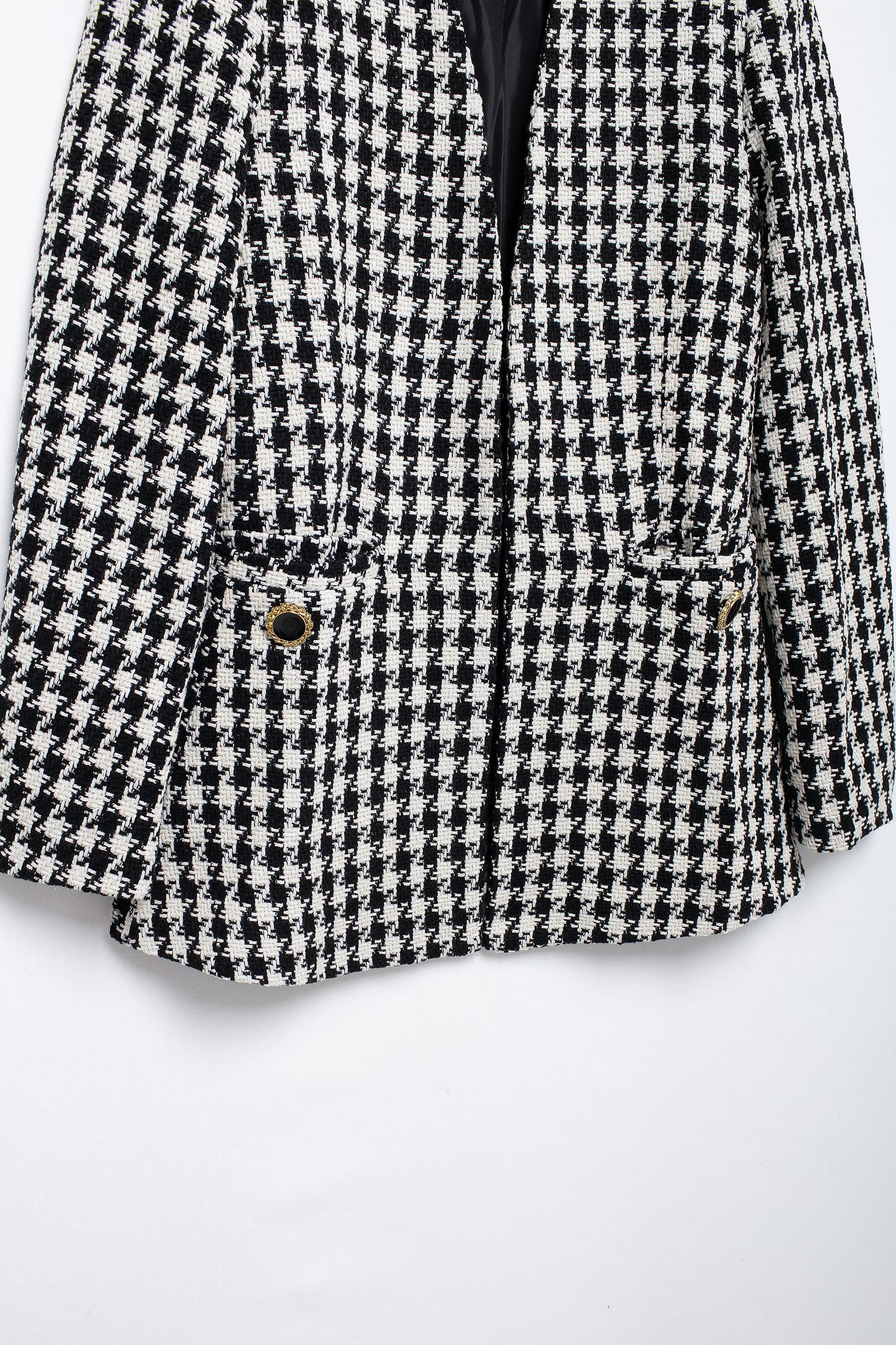 Fall Women Clothing Stylish Simple Houndstooth Woolen Coat