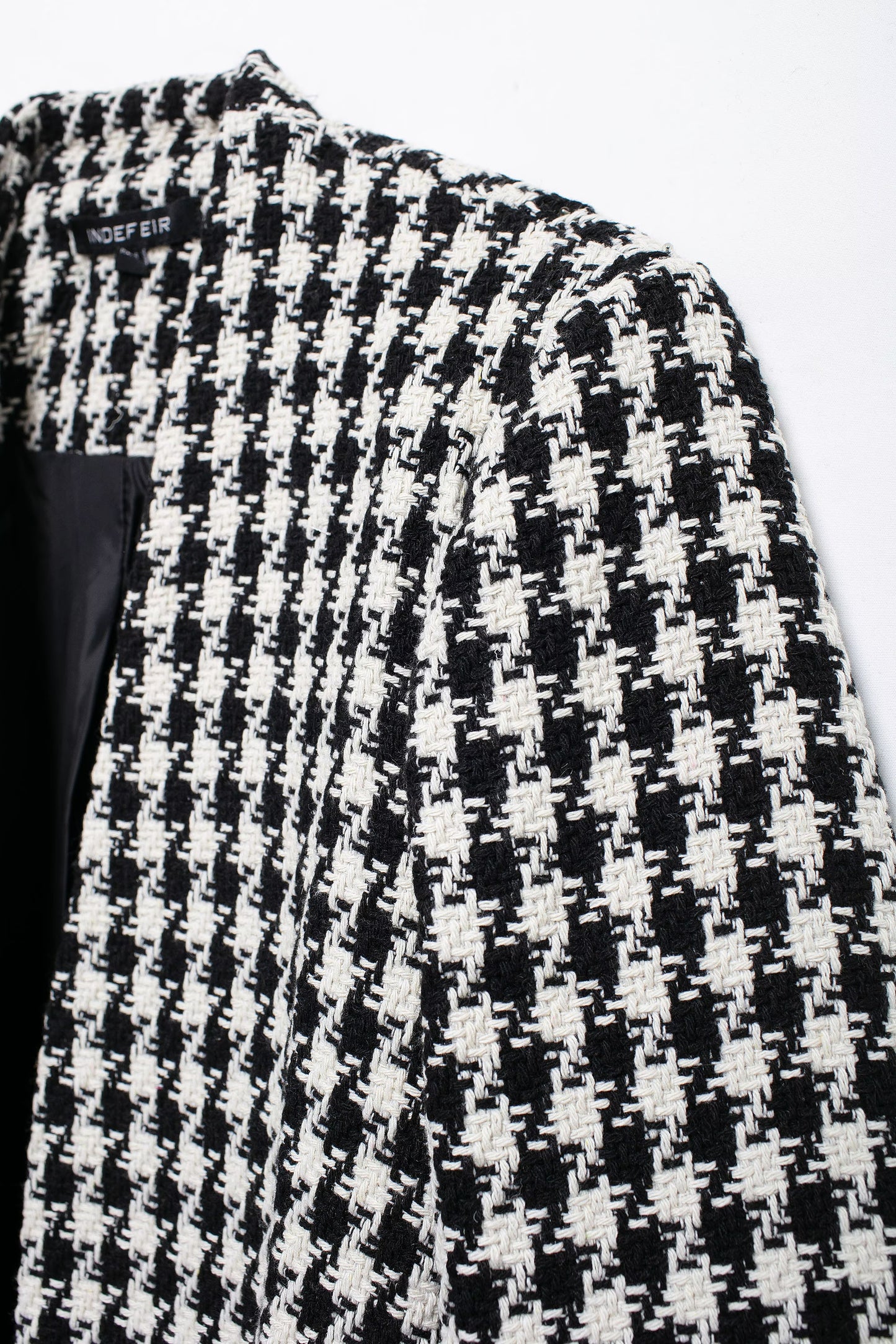 Fall Women Clothing Stylish Simple Houndstooth Woolen Coat