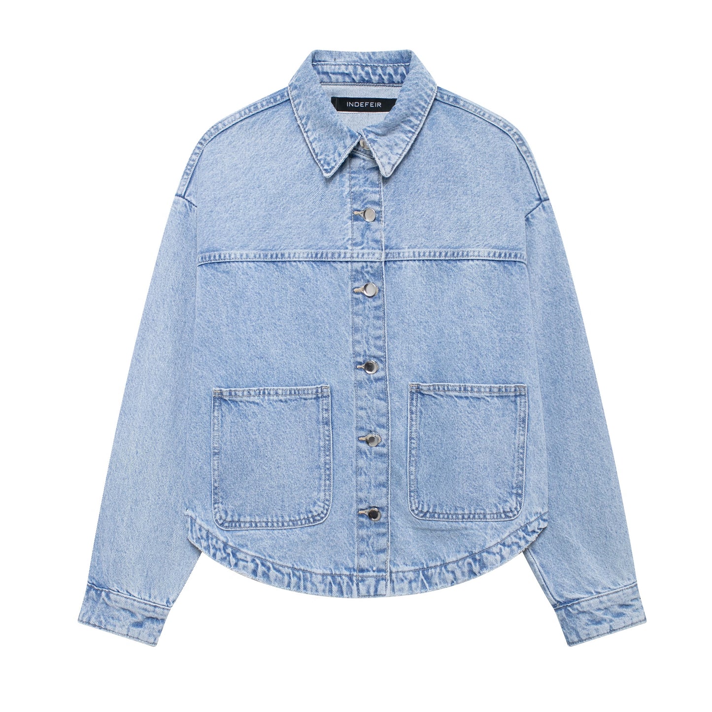 European Women Clothing Summer Street Casual Denim Shacket Coat