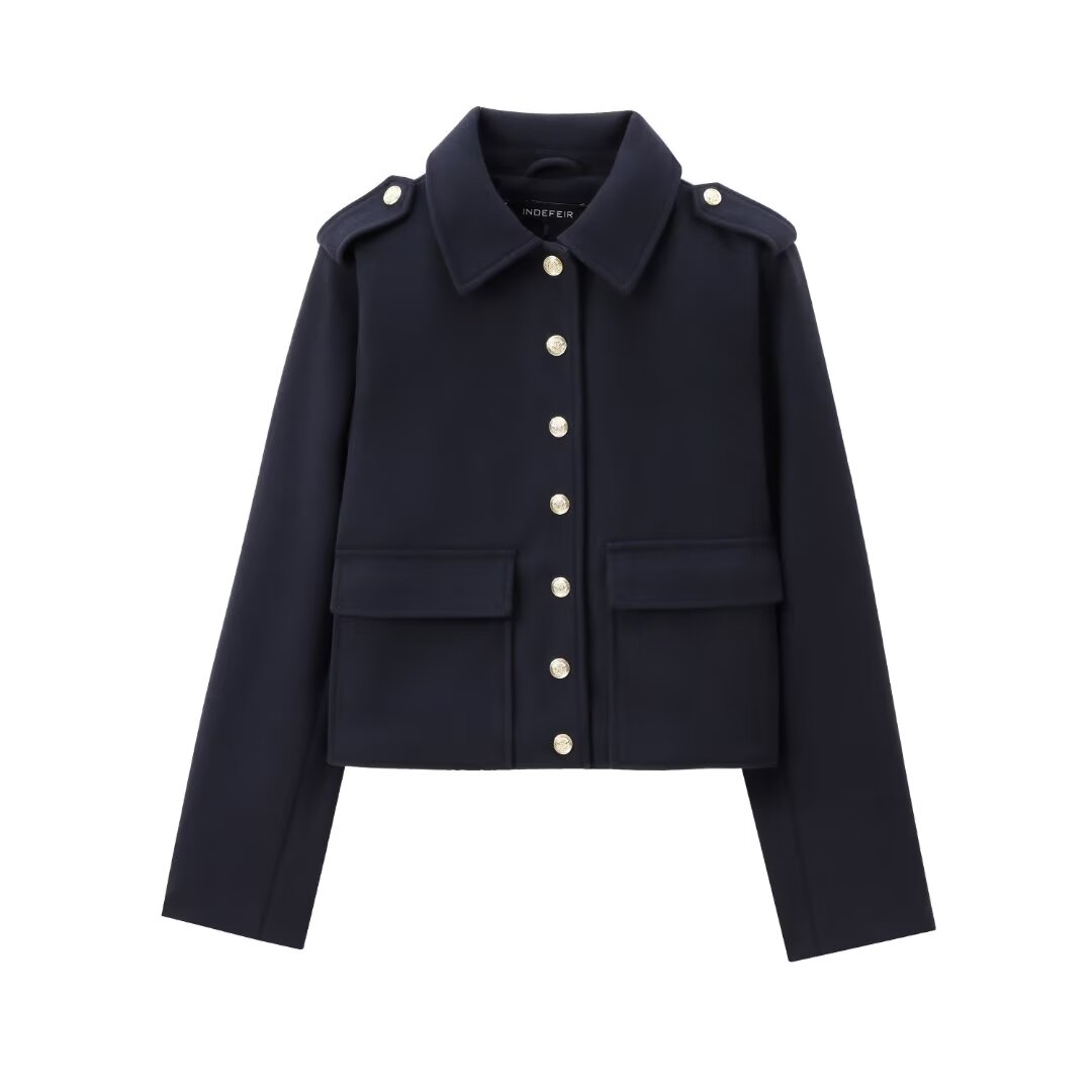 Fall Polo Collar Wild Pocket Decorative Single Breasted Jacket Coat